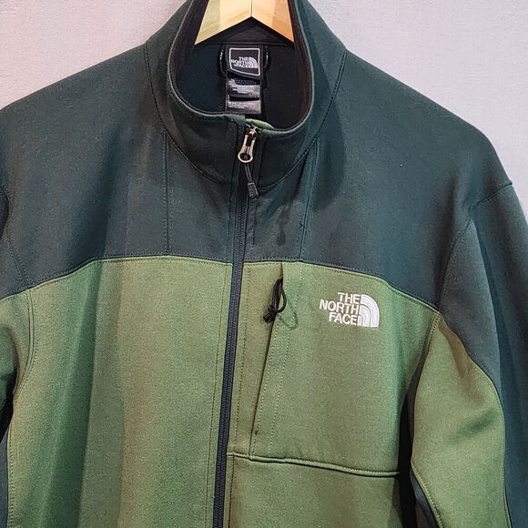 The North Face Windwall Jacket Mens L Green Zip Pockets Softshell Fleece Lined - Picture 3 of 9